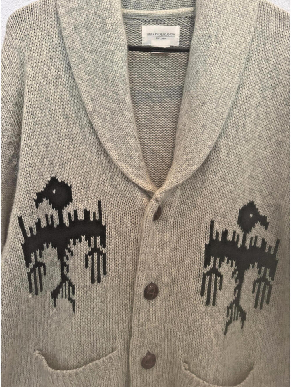 Obey Propaganda Aztec Bird Cardigan Sweater Men's M RARE